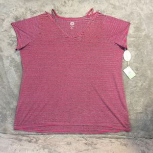 NWT Pink & Gray Striped Tee